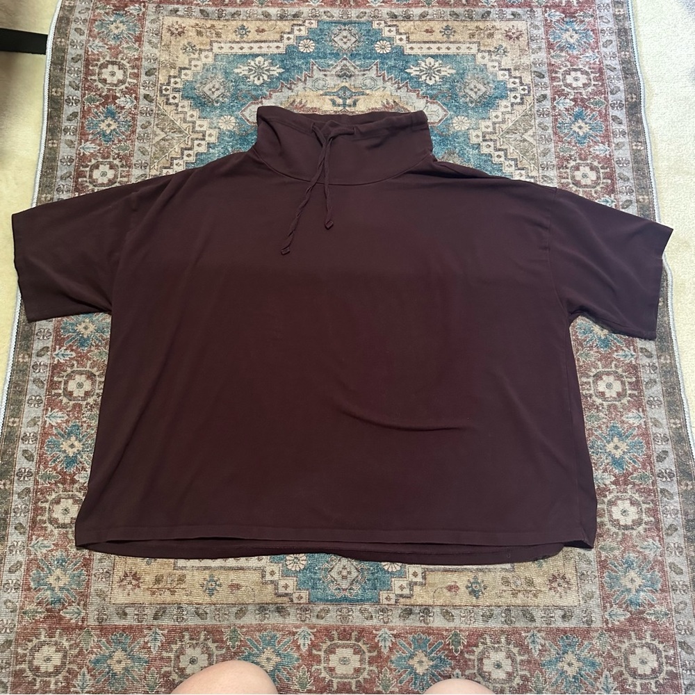 Traceable Organic Cotton Jersey Funnel Neck Box-Top Boxy Fit, Short Length SZ L - Picture 5 of 12